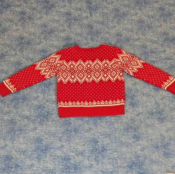 Hanna Andersson Red and White Fair Isle Winter Sweater - Picture 2 of 4